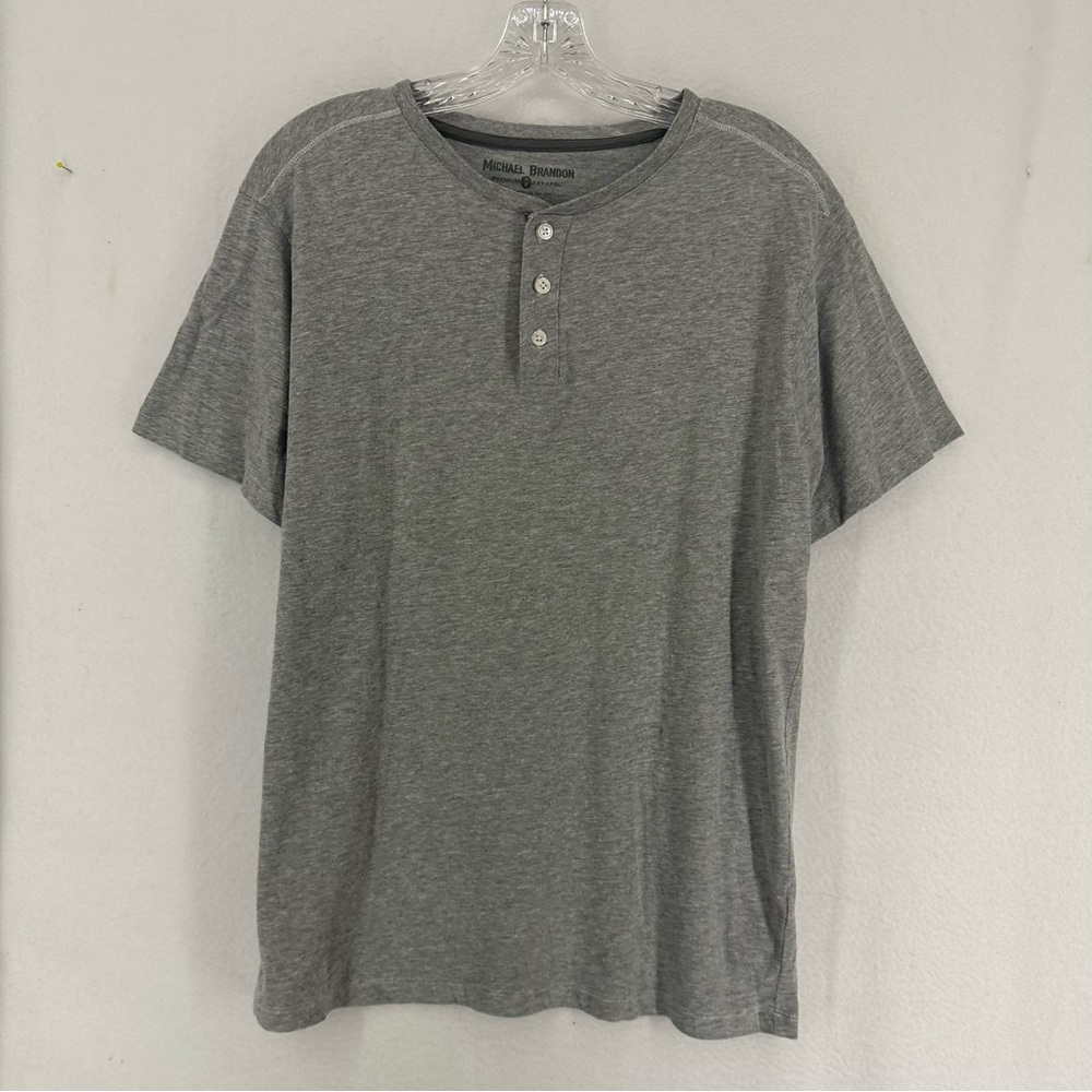 Michael Brandon Premium Apparel Short Sleeve 3‎ Button T Shirt Men’s Medium Gray